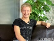 Preview 3 of Sensual blonde UK twink stretching dick while interviewed