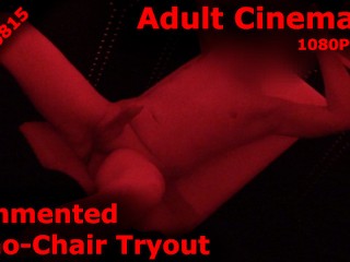 Gyno Chair Masturbation in Adult Cinema Completely Shaved.