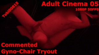 Masturbation In A Shaved Gyno Chair In An Adult Cinema