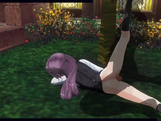 3D HENTAI Konno Yuuki gets fucked in theyard and_takes a creampie