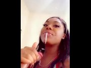 Preview 4 of Ebony teen Slut Looking so fucking good while she Does SPIT TRICKS on my dick ❤️ For more link bio