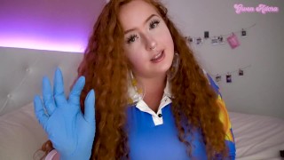 Ms Frizzle A Busty MILF Inspects A Small Cock And Encourages It With A Gloved Handjob On The Penis