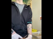 Preview 3 of Jerking off at work AT THE COUNTER!! with risky cumshot