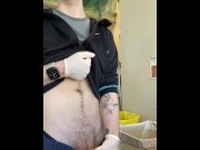 Preview 6 of Jerking off at work AT THE COUNTER!! with risky cumshot