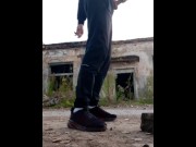 Preview 2 of Straight guy fucks an imaginary gay guy in an abandoned house and cums on him