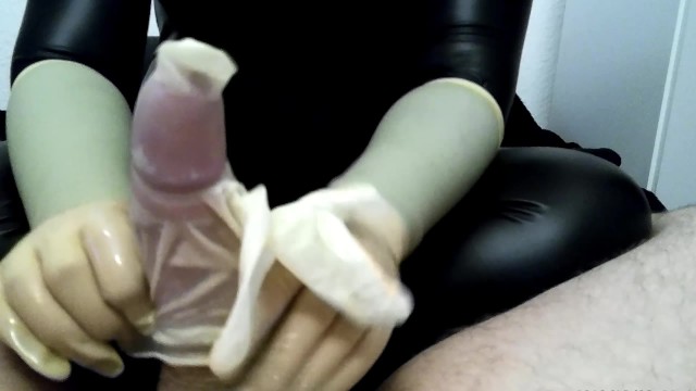 Milking in a White Latex Glove - Pornhub.com