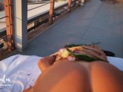 Preview 6 of Bondage on the balcony! Hard sex and flower slaps - Amateur Couple LeoLulu