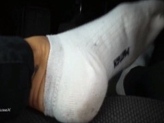 Hot Little Feet Tease On A Car Dashboard Trailer