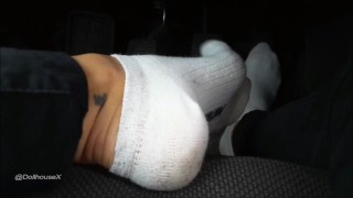 Hot Little Feet Tease On A Car Dashboard Trailer