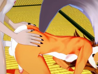 Furry Yaoi Hentai 3D - Shiro (Hond) & Naru (Fox) Seks in Een Japanse Kamer