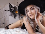 Cute horny witch gets facial and swallows cum - Eva Elfie