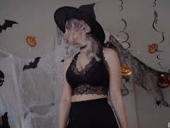 Video Cute horny witch gets facial and swallows cum - Eva Elfie
