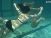 Preview 1 of Hot chicks Irina and Anna swim naked in the pool