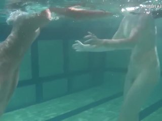 Hot Chicks Irina and_Anna Swim Naked in thePool