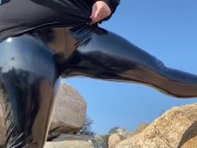 Preview 2 of Cum On My pvc Pants (beach edition) |KALLIELONEWOLF