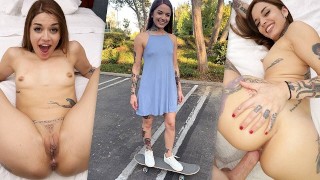 Vanessa Vega A Tattooed Skater Girl Squirts In Public While Skateboarding