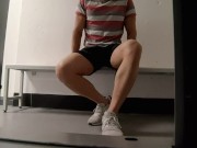 Preview 1 of Saw a hot guy at the lockers, couldn't wait, needed to cum straight away, all over my muscled thighs