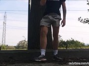 Preview 2 of Hard dick out of shorts on the street
