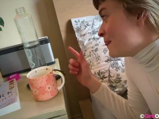 Lovely blonde babe with big boobs and hairy pussy masturbates using sex toys at home