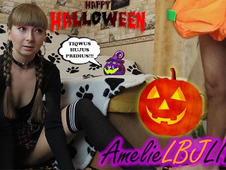 Little Witch Conjures her Dick and was Roughly Fucked to Cum in Pussy - Halloween 2020