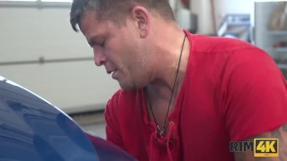 RIM4K. Well-rounded hottie tastes asshole of tired car mechanic