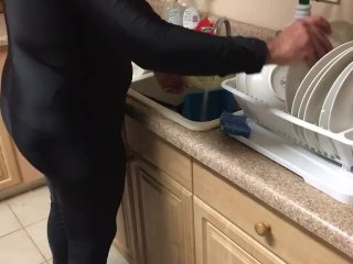 spandex, old young, fetish, dishes
