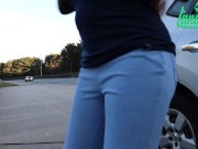 Preview 1 of Ebony Gets Caught By Police Fucking Her Pussy With A Cucumber On the Highway