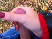 Preview 6 of Caught while Finish me Off! Risky Public Handjob by Cute Teen in Forest