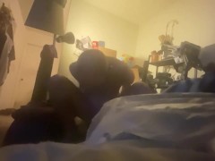 Sorry for the low quality, sissy riding bam dildo moaning 