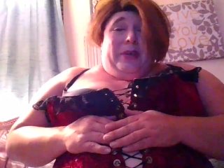 Tranny bbw talks about her corset, her pierced nipples, her belly, Her domme persona.