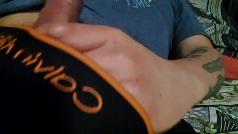 BIG COCK INSIDE CALVIN KLEIN BLACK TRUNK BOXERS. MY BEST FRIEND SUGAR DADDY JERKING OFF IN TIGHTS