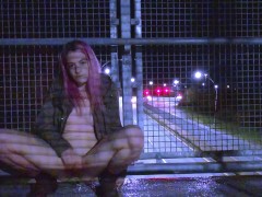 cute teen squirts all over public bridge // IsabellaFern //