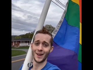Hot Twink from TikTok Fucks Trump Train with 10ft Flag Pole! @GayWolfTok