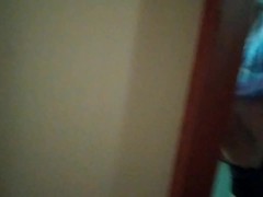 Sexy Bimbo domina walking and dancing in latex