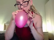 Preview 2 of blow to pop small pink balloon.mp4