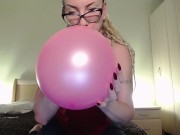 Preview 4 of blow to pop small pink balloon.mp4