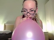 Preview 6 of blow to pop small pink balloon.mp4