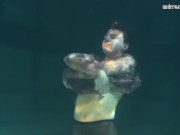 Preview 4 of Dressed underwater beauty Bulava Lozhkova swimming naked