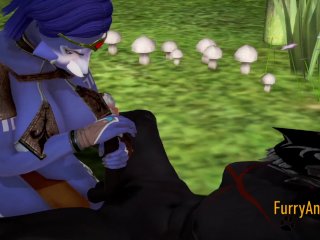 Furry Hentai 3D - Blue Wolf and Black Wolf sex in the forest