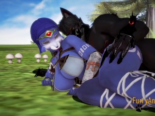 Furry Hentai 3D - Blue Wolf and Black Wolf Sex in the Forest