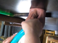 "The Milking Table" Cock massaged, foot rubbed, edged, spanked, oiled, vibrated and drained (CBT)