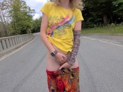 Preview 3 of Hot 19 Year old Blonde Teen Sarah Evans Plays with her Pussy in the Middle of the Road.