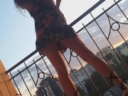 Preview 5 of Up Dress NO PANTIES # Enjoy the City View SUN SET
