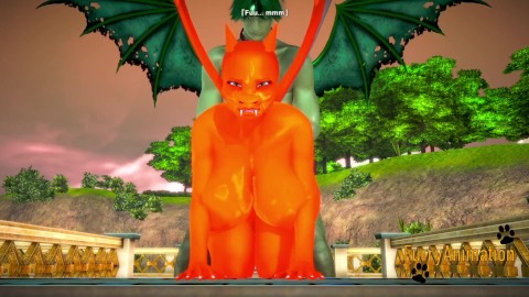 Pokemon Furry Hentai 3D Yiff - Charizard Girl es follada por Human Dragon