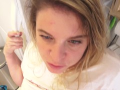 Stepbrother home from college fucks stepsister in the kitchen
