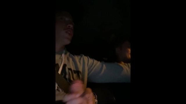 Handjob driving over the bridge having a laugh