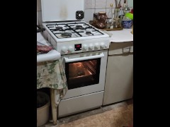 Roast chicken in the oven.