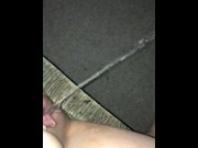 Preview 4 of gushing piss all over the basement- made my pussy cream and i almost got caught!