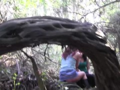 Video Lesbian lovers licking each other in the woods