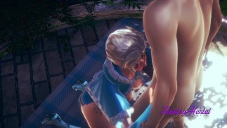 Frozen 3D Hentai - Elsa Handjob und Blowjob Abspritzen in ihrem Mund